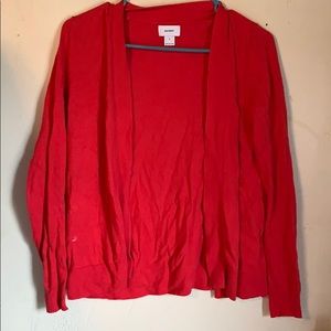 Red cardigan